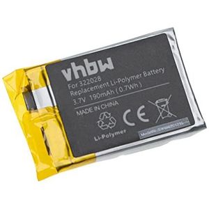vhbw Batterijvervanging voor Tomtom AHB322028, 322028 voor smartwatch, horloge, fitnessarmband (190mAh, 3,7V, Li-polymeer)