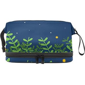 Grote capaciteit reizen cosmetische tas,Make-up tas,Waterdichte make-up tas Organizer, Night Grass, Meerkleurig, 27x15x14 cm/10.6x5.9x5.5 in