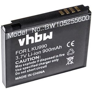 vhbw Li-Ion batterij 900 mAh (3,7 V) compatibel met mobiele telefoon, smartphone, telefoon LG KU990, KU990i Viewty, KC910, KC910i Renoir, HB620T DVB-T, KE838, KE990, KE998, KB770.