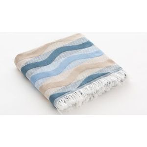 GAMUSI Fouta Pareo strandhanddoek, licht, gestreept, 90 x 180 cm, marineblauw