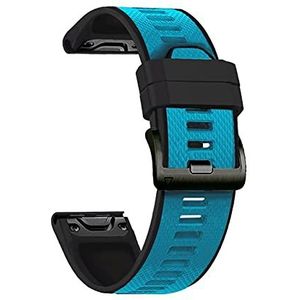 LUGEMA Snel compatibel met riem compatibel met Garmin Epix Sport Smart Watch Band 22mm Silicone Watchband Compatibel met Garmin MARQ/Nadering S62 / Fenix5 6 7 armband(Skyblue black,For Fenix 5)