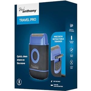 Paul Anthony Travel Pro Batterij Werkt Compact Folie Scheerapparaat/Titanium Staal Flexibel Blade/Intrekbare Zijfolie Flexibele Trimmer/Rubberen Afwerking / 2 x AA Batterij Werkt - H5001