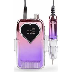 Elektrische nagelvijl, Draagbare 35000 RPM nagelboormachine Oplaadbare nagelboor Hart gegraveerde nagelriemmachine Acryl nagelboorapparatuur voor zowel natuurlijke als kunstnagels (Color : 35000 hear