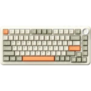 QPSJXN AK820Max Sealing Structuur DRIE Mode Draadloos Mechanisch Toetsenbord met Hete Zenders (Beige Oranje)