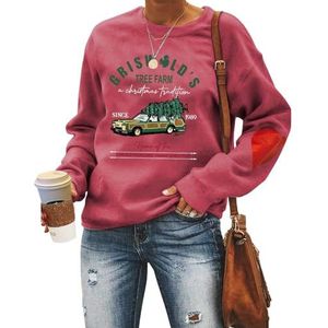 MLZHAN Griswold's Tree Farm Vrouwen Sweatshirts Een Kerst Traditie Kerstboom Auto Print Casual Sweatshirt Met Rood Hart, Rood 2, XXL