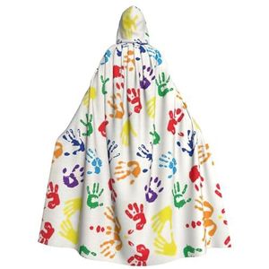 Bxzpzplj Kleurrijke Hand Vormen Regenboog Print Hooded Mantel Lange Voor Carnaval Cosplay Kostuums 185cm, Carnaval Fancy Dress Cosplay