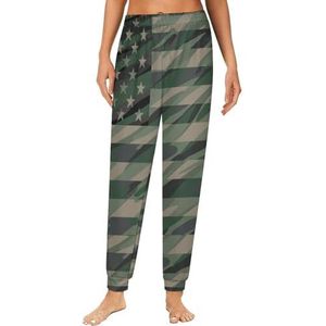 Camouflage USA vlag dames pyjama lounge broek elastische tailleband nachtkleding broek print