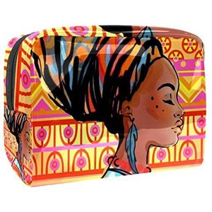 Make-uptas voor dames,waterdichte make-uptas,cosmetische reistas,boho afrikaanse vrouw Afdrukken
