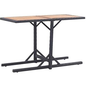 Tuintafel Zwart Massief Acaciahout en Poly Rotan