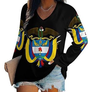 Columbia National Emblem dames casual T-shirts met lange mouwen V-hals bedrukte grafische blouses Tee Tops 2XL