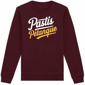 Pastis PEtanque Sweatshirt, uniseks, bedrukt in Frankrijk, 100% biologisch katoen, cadeau voor verjaardag, Apéro Petanque, origineel grappig, Bordeaux, XS