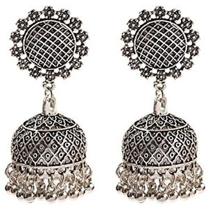 Earrings Women Retro Flower Gold Jhumka Earrings Indian Jewelry Classic Beads Tassel Ladies Earrings Hangers (Color : Gold)