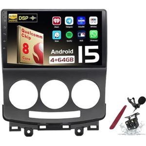 Android 15 Autoradio Sat Navi voor M-azda 5(2005-2010) 9 Inch Touchscreen Multimedia Speler met Draadloze Carplay GPS Navigatie FM RDS Bluetooth 5G-WiFi SWC DSP,M120s