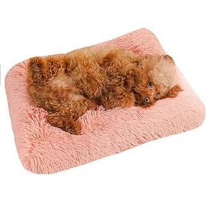 Kalmerend hondenbed, kennel hondenkussen matras orthopedisch hondenbed verwijderbaar wasbaar anti-silp voor grote middelgrote kleine honden katten puppy (60 x 45 x 5 cm, roze)