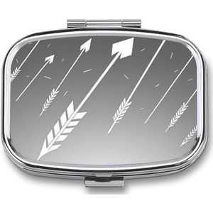 Cartoon Witte Pijl Pillendoos, 2 Compartiment Geneeskunde Pil Case, Draagbare Pil Organizer voor Pocket Of Portemonnee Decoratieve Metalen Geneeskunde Vitamine Organizer