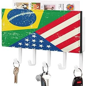 USA Brazilië Amerika Vlag Sleutelhaken Wandmontage Mail Organizer Zelfklevende Sleutelhanger voor Hal Entryway Keuken Badkamer