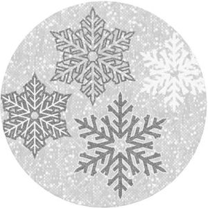 Kerst Sprankelende Zilver Grijs En Wit Sneeuwvlokken, Ronde Magnetische Koelkast Sticker Zachte Magnetische Koelkast Magneten Meubels Decoratie 1Pc