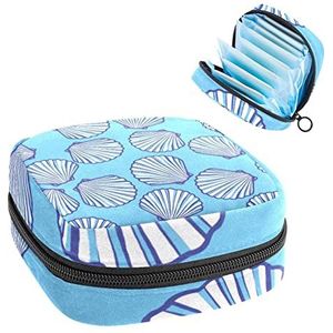 Maandverband Opbergtas,Draagbare maandverband Opbergzak,Shell patroon, Meerkleurig, 4.7x6.6x6.6 in/12x17x17 cm