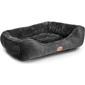 Nobleza Groot hondenbed, wasbaar hondenbed, middelgroot, antislip, met vezelvulling, superzacht, bed voor kleine huisdieren, zwart, XL, 87 x 77 cm