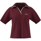adidas Mujer Seasonal Essentials Colorpop Polo with Embroidered Graphic, active maroon/off white, L