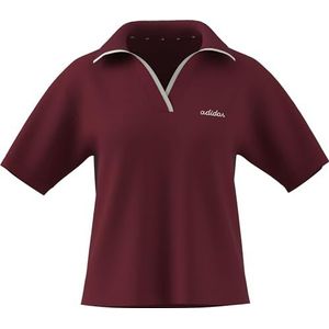 adidas Mujer Seasonal Essentials Colorpop Polo with Embroidered Graphic, active maroon/off white, L