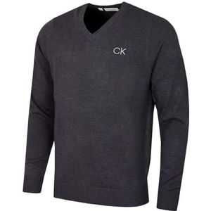 Calvin Klein Heren V-hals Tour Duurzame Golfsweater - Staal Grijs - L