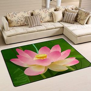 Vloerkleed 100 x 150 cm, bloeiende waterlelie lotusbloem kantoormatten zachte vloerkleden voor slaapkamer wasbaar woonkamertapijt, voor kinderkamer, slaapkamer