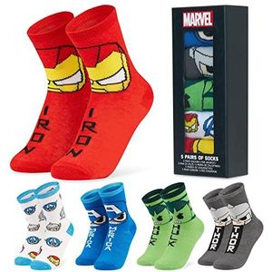 Marvel Jongens sokken, Spiderman Multipack Crew Sokken, Meerkleurig (Enkel Avengers, 30-35 EU)