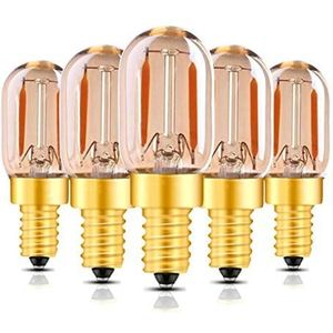 Dimbaar Edison LED Filament Night Bulb Amber Glas Tubular 1W 2200K 110-240V Decoratieve hanglamp 5 pack,E12 base