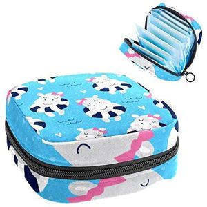 Leuke Koe Reddingsboei Patroon Periode Pouch Draagbaar,Tampon Opbergtas voor Maandverband, Meerkleurig, 4.7x6.6x6.6 in/12x17x17 cm