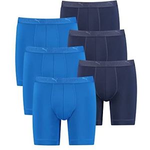 PUMA Lange boxershorts voor heren, verpakking van 6 stuks, microvezel + elastisch/functioneel onderbroeken voor mannen (S - XL), Blue Combo, XL