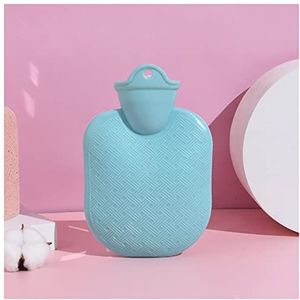 Mini warm water bottlehot, warmwaterkruik 1 stuk waterfles 500 ml rubber hoge dichtheid winter handwarmer draagbaar verdikte warmwaterkruik zak voet warmwaterkruik (maat : grijs) (Maat: blauw