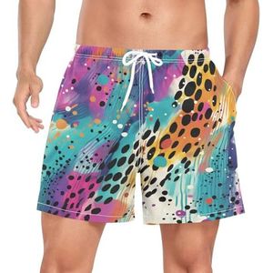 Tropical Animal Leopard Skin Print Zwembroek voor heren, sneldrogend, met zakken, Leuke mode, XXL