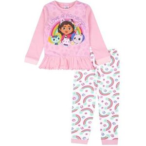 Gabby's Dollhouse Meisjespyjama | Lange meisjespyjama | Poppenpyjama voor kinderen en meisjes | Officiële geschenken, roze, 3-4 jaar