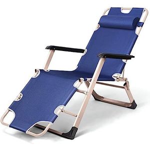 GEIRONV Draagbare Zero Gravity Recliner Stoel, Office Dutje Bed Casual Ademend Verbrede Dubbele Buis Binnentuin Opvouwbare Luie Stoel Fauteuils (Color : Blue, Size : 178x52x30cm)