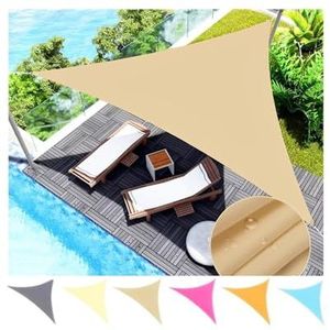YAIUNHIQ Zonnezeil, 3 x 3 x 3 m, Driehoekig rechthoekig zonwerend waterdicht zonnescherm voor terras, balkon, tuin, buiten