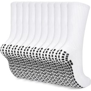 KOOOGEAR 5 paar voetbalsokken voor heren, sportsokken, voetbalsokken, antislip, zwart, wit, 43-46, 5 wit., 43-46 EU