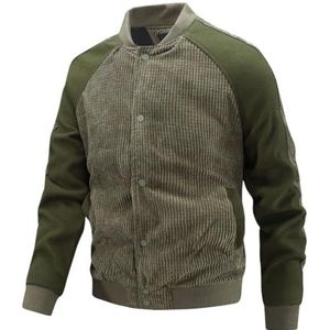 Anybird Heren Bomberjack Patchwork Corduroy Volledige Ritssluiting Gewatteerde Herfst Winter Casual Jassen Buitenjas,Army green,3XL