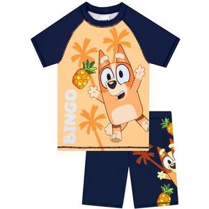 Bluey Zwemset Jongens, Bingo Rashguard En Zwembroek, Kinderzwemkleding Jongens, Oranje 98