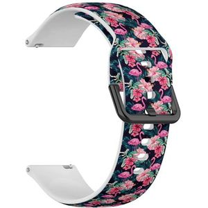Compatibel met Garmin Forerunner 965, Forerunner 955/955 Solar, Forerunner 945/945 LTE (roze flamingo's tropische bloemen palm) 22 mm zachte siliconen sportband armband armband, Siliconen, Geen