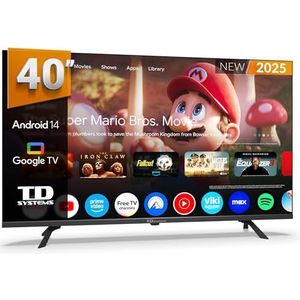 TD Systems – 40-inch Full HD Smart TV, Android 14 GTV, TDT HD-televisie, model 2025, televisie met 2 jaar garantie – PRIME40K21GLE