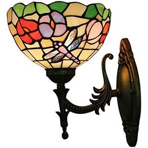 Tiffany-Stijl Wandlicht, LED Vintage Getinte Glazen Apparaten Met 8-Inch Lampenkap, 1 Lichte Bedlampen, LED-Wandlamp Voor Slaapkamers