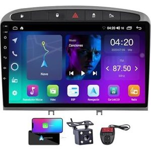 Android 13 Dual Din Car Stereo voor Peugeot 408 1 2012-2020 met 9 inch Touchscreen Media Player met Carplay Android Auto Bluetooth 4G WiFi GPS-navigatie FM/RDS SWC + achtercamera(B,NF-1)