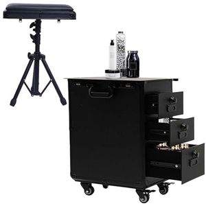 Mobiele Tattoo Trolley Met 3 La-des En Werkstation, Make-up Artist Opbergbox Met Wielen En Slot, Professionele Beauty Koffer Voor Salon, Studio En Reizende Artiesten