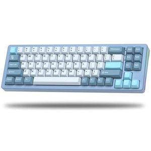 QPSJXN TRI-Mode RGB mechanisch toetsenbord, volledig aluminium structuur, SK71 draadloos gamingtoetsenbord met Bluetooth 2,4 GHz en bekabeld voor en Windows, blauw