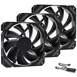 120 mm ventilator zwart PWM 4PIN 12V DC Case fans for processor Koeler waterkoeling computer chassis stille high air volume ventilador (Blade Color : 3 Fans with Hub)