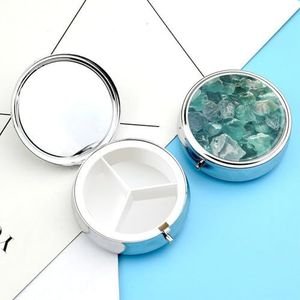 Pillendoosje ronde pillendoos met 3 compartimenten (designnaam) pillenorganizer, waterdichte medicijnorganisatordoos voor reizen, metalen pillencontainers voor medicatieplanner