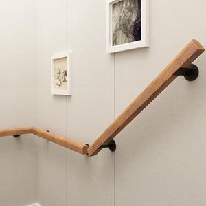 Houten leuningen voor trappen, trapleuningen, wandmontage, antislip handgreep leuning voor thuis, binnen, zolders, trappen, terrastrappen, massief hout (580 cm/19ft/228 inch)