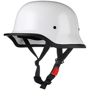 Duitse stijl motorhelmen, volwassenen Vintage open gezicht halve helm DOT goedgekeurde retro schedelkap halve helm voor mannen en vrouwen Street Scooter Cruiser Bromfiets Chopper Decoration