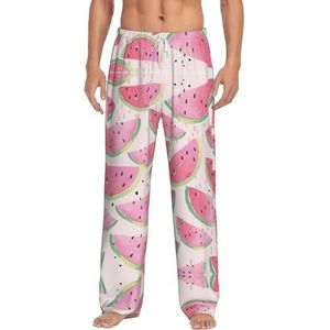 Watermeloen Fresh Fruit Heren Lange Lounge Wear Broek Nachtkleding Pyjama Bottoms Nachtkleding Nachtkleding Met Zakken En Trekkoord, Wit, S
